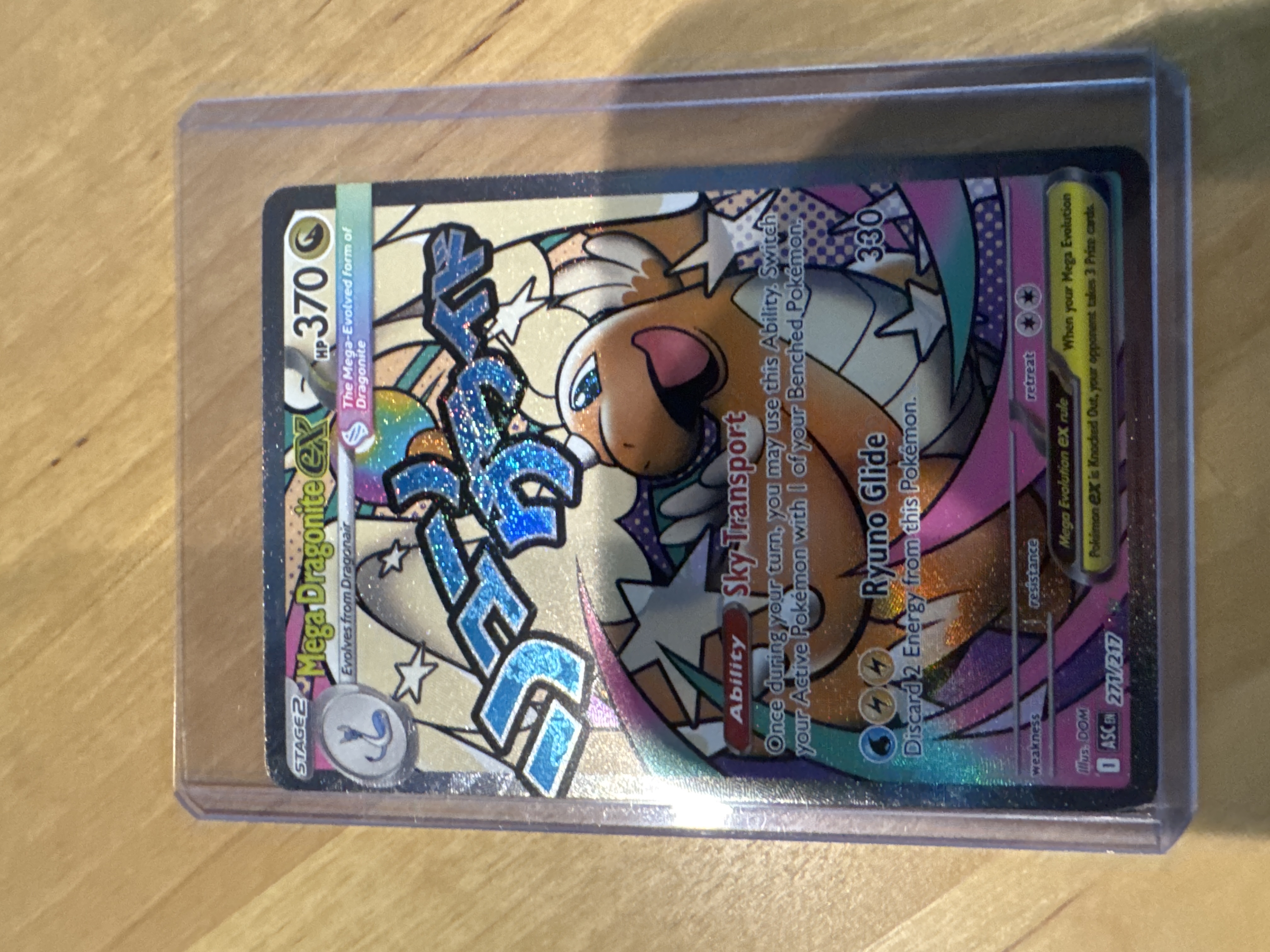 Mega Dragonite EX Full Art Textured Holo Pokémon Card 271/217